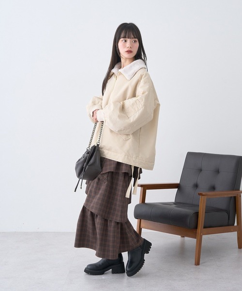 earth music&ecology（アースミュージックアンドエコロジー）の「ハイウエストランダムティアードチェックスカート（スカート・レディース・ブラウン系その他4/グレー系その他3・FREE）」の6枚目の写真