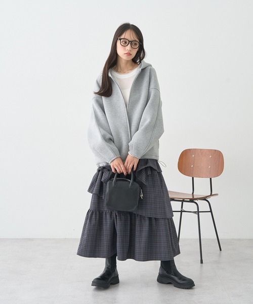 earth music&ecology（アースミュージックアンドエコロジー）の「ハイウエストランダムティアードチェックスカート（スカート・レディース・ブラウン系その他4/グレー系その他3・FREE）」の12枚目の写真