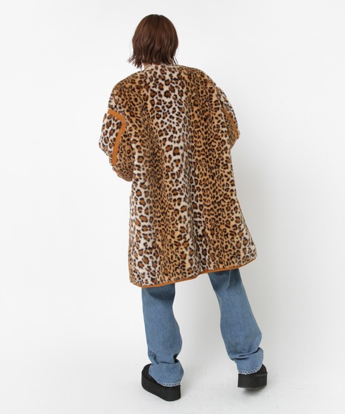 RNA（アールエヌエー）の「C0788 アニマルファーコート（ノーカラージャケット・レディース・レオパード/アイボリー・MEDIUM）」の12枚目の写真