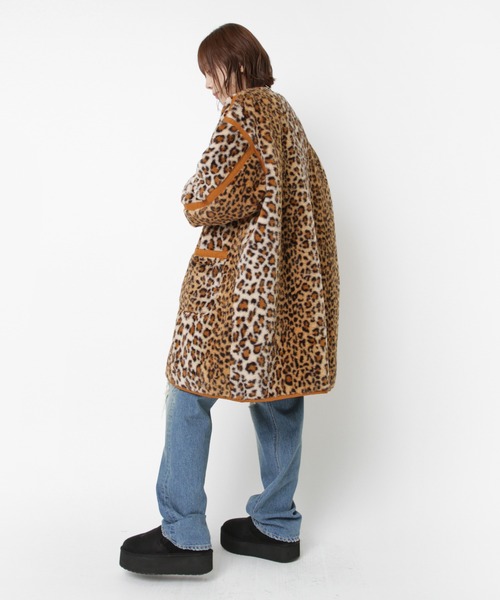RNA（アールエヌエー）の「C0788 アニマルファーコート（ノーカラージャケット・レディース・レオパード/アイボリー・MEDIUM）」の11枚目の写真