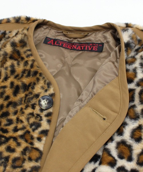 RNA（アールエヌエー）の「C0788 アニマルファーコート（ノーカラージャケット・レディース・レオパード/アイボリー・MEDIUM）」の14枚目の写真