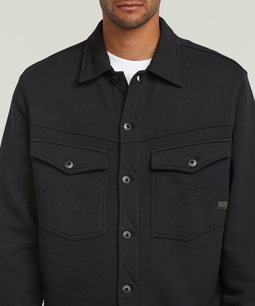 G-STAR（ジースター）の「Dakota Sweater Jacket/デニムジャケットスタイルスウェットブルゾン（ブルゾン・メンズ・ダークブラック・SMALL/X-SMALL/X-LARGE/MEDIUM/LARGE）」の4枚目の写真