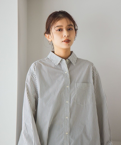 イージーケア】【選べる着丈】ストライプシャツ（シャツ/ブラウス