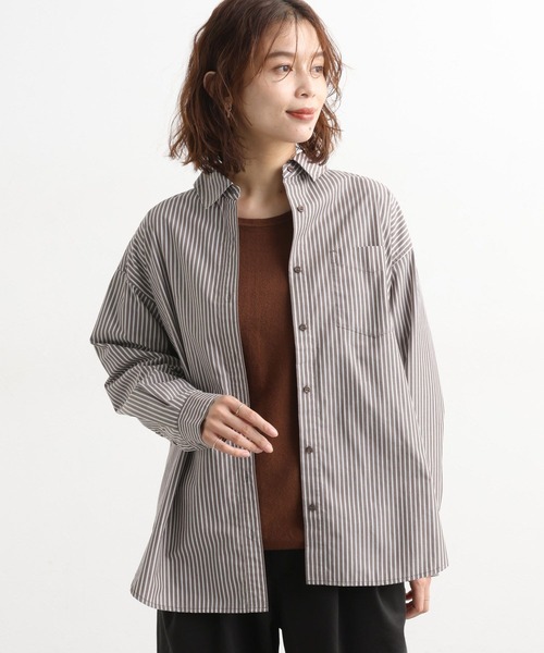 studio CLIP（スタディオクリップ）の「【イージーケア】【選べる着丈】ストライプシャツ（シャツ/ブラウス・レディース・その他4/その他1/その他2/その他3・BIG(L)/REGULAR）」の3枚目の写真