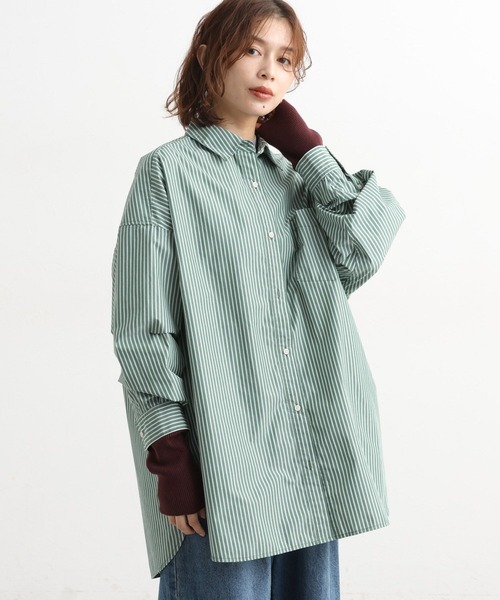 studio CLIP（スタディオクリップ）の「【イージーケア】【選べる着丈】ストライプシャツ（シャツ/ブラウス・レディース・その他4/その他1/その他2/その他3・BIG(L)/REGULAR）」の4枚目の写真