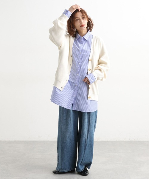 studio CLIP（スタディオクリップ）の「【イージーケア】【選べる着丈】ストライプシャツ（シャツ/ブラウス・レディース・その他4/その他1/その他2/その他3・BIG(L)/REGULAR）」の5枚目の写真