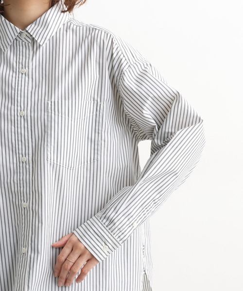 studio CLIP（スタディオクリップ）の「【イージーケア】【選べる着丈】ストライプシャツ（シャツ/ブラウス・レディース・その他4/その他1/その他2/その他3・BIG(L)/REGULAR）」の10枚目の写真