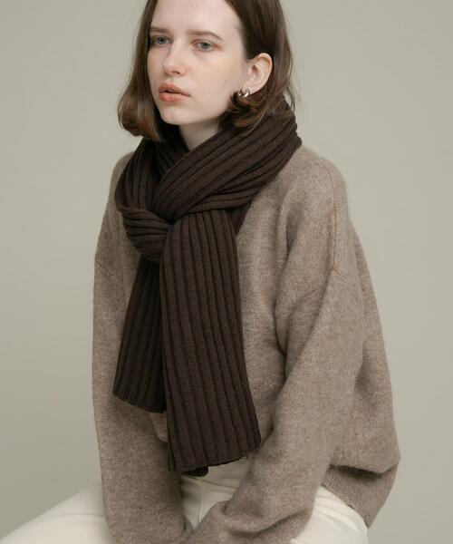 URBAN RESEARCH Sonny Label（アーバンリサーチサニーレーベル）の「リブニットマフラー（マフラー・レディース・ブラウン/ブラック/アイボリー/グレー・ONE）」の10枚目の写真