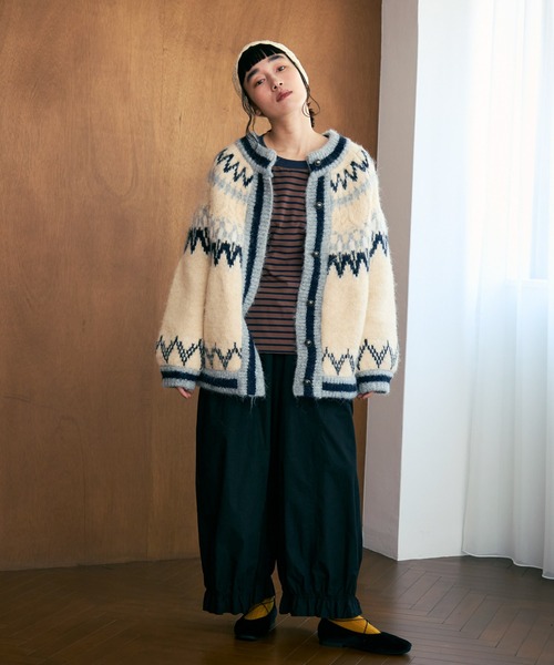 Crisp（クリスプ）の「ノルディックオーバーニットカーディガン（ブルゾン・レディース・グレイッシュベージュ/アイボリー・FREE）」の5枚目の写真