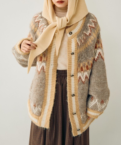 セール】ノルディックオーバーニットカーディガン（ブルゾン）｜Crisp