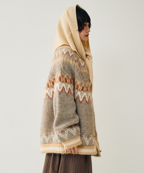 Crisp（クリスプ）の「ノルディックオーバーニットカーディガン（ブルゾン・レディース・グレイッシュベージュ/アイボリー・FREE）」の15枚目の写真