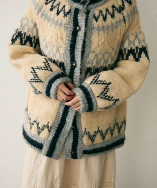 セール】ノルディックオーバーニットカーディガン（ブルゾン）｜Crisp