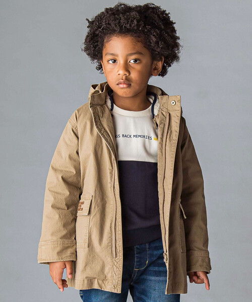 WASK（ワスク）の「リップストップ＆ボア３WAYコート(110~160cm)（その他アウター・キッズ・ブラック/ベージュ・130cm/140cm/160cm/150cm）」の2枚目の写真