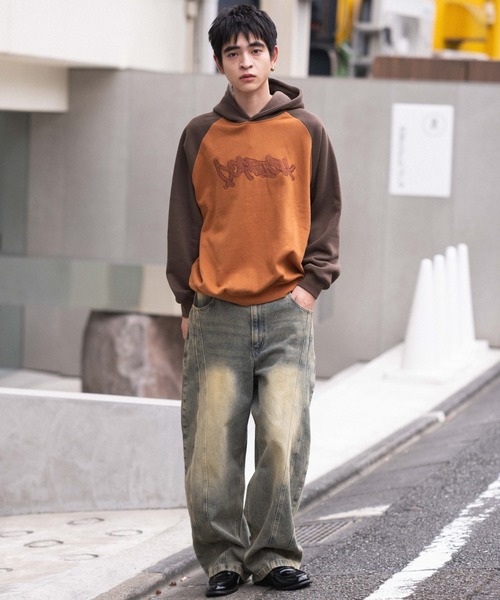 WEGO（ウィゴー）の「WEGO/ラグランプルパーカー（スウェット・メンズ・ブルー/ブラウン/スミクロ・LARGE/MEDIUM）」の14枚目の写真