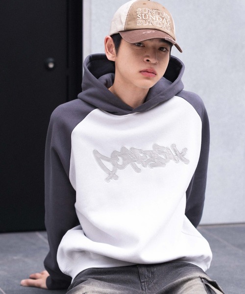 WEGO（ウィゴー）の「WEGO/ラグランプルパーカー（スウェット・メンズ・ブルー/ブラウン/スミクロ・LARGE/MEDIUM）」の22枚目の写真