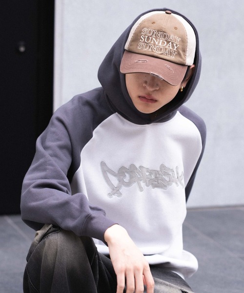 WEGO（ウィゴー）の「WEGO/ラグランプルパーカー（スウェット・メンズ・ブルー/ブラウン/スミクロ・LARGE/MEDIUM）」の18枚目の写真