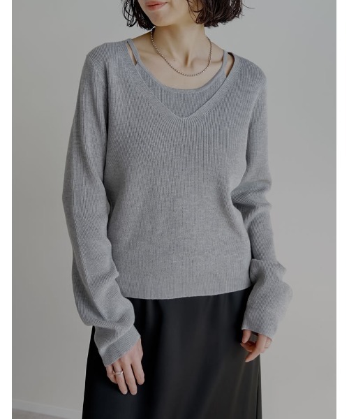 ニットレイヤードライク長袖トップス（ニット/セーター）｜Re:EDIT
