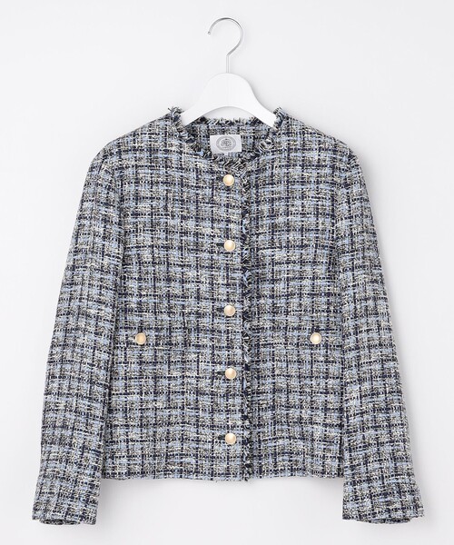 J.PRESS(ジェイプレス)の「ファニーツイード ジャケット(ノーカラージャケット・レディース・ベージュ系5/ネイビー系5・T15/T13)」の10枚目の写真