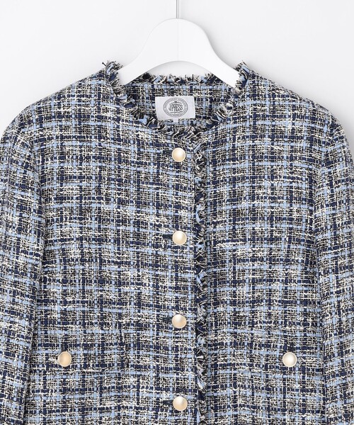 J.PRESS(ジェイプレス)の「ファニーツイード ジャケット(ノーカラージャケット・レディース・ベージュ系5/ネイビー系5・T15/T13)」の12枚目の写真