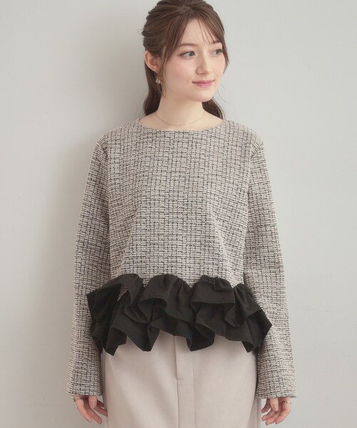 couture brooch(クチュールブローチ)の「カットツイード裾フリルプルオーバー(Tシャツ/カットソー・レディース・ベージュ系その他2/ブラック系3・40/38)」の21枚目の写真