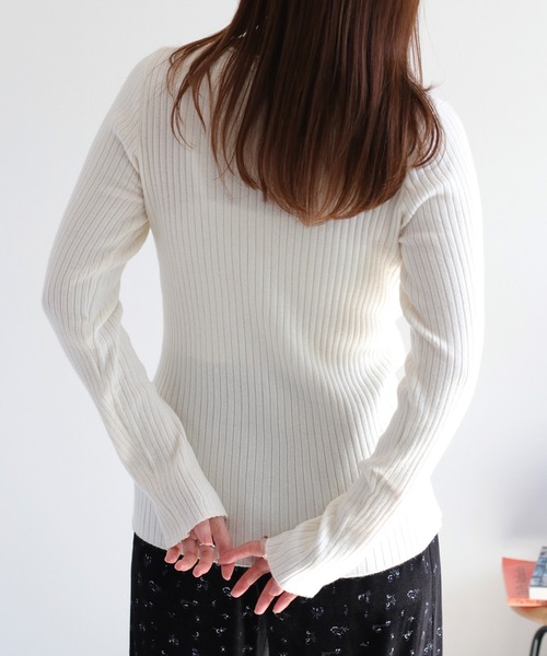 cepo（セポ）の「クルーネックリブニットカーディガン（カーディガン/ボレロ・レディース・グレー/オフホワイト/ブラック・M）」の10枚目の写真