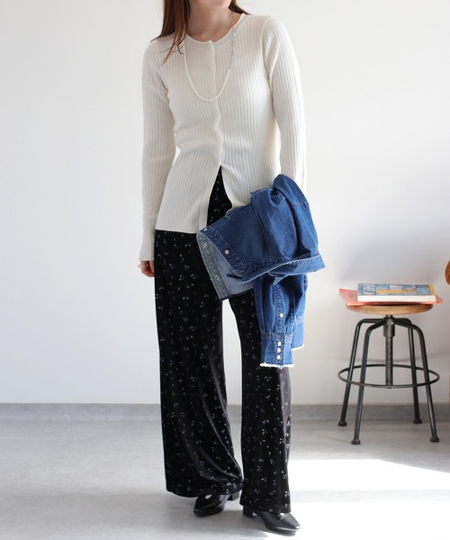 cepo（セポ）の「クルーネックリブニットカーディガン（カーディガン/ボレロ・レディース・グレー/オフホワイト/ブラック・M）」の16枚目の写真