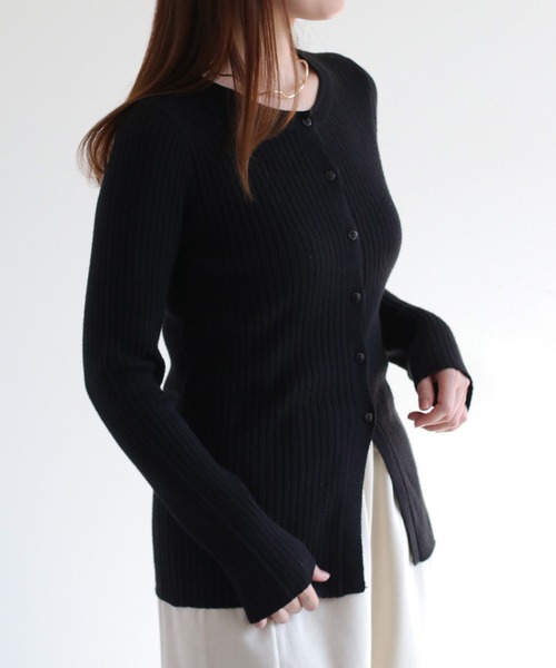 cepo（セポ）の「クルーネックリブニットカーディガン（カーディガン/ボレロ・レディース・グレー/オフホワイト/ブラック・M）」の22枚目の写真