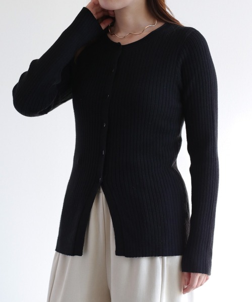 cepo（セポ）の「クルーネックリブニットカーディガン（カーディガン/ボレロ・レディース・グレー/オフホワイト/ブラック・M）」の18枚目の写真