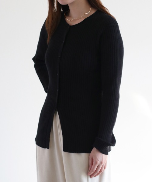 cepo（セポ）の「クルーネックリブニットカーディガン（カーディガン/ボレロ・レディース・グレー/オフホワイト/ブラック・M）」の19枚目の写真