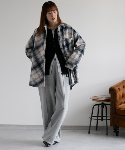 cepo（セポ）の「クルーネックリブニットカーディガン（カーディガン/ボレロ・レディース・グレー/オフホワイト/ブラック・M）」の7枚目の写真