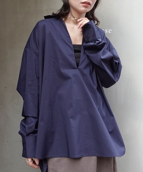 CORNERS(コーナーズ)の「ブロードスキッパーブラウス(シャツ/ブラウス・レディース・ネイビー/ホワイト/ブラック・M)」の3枚目の写真