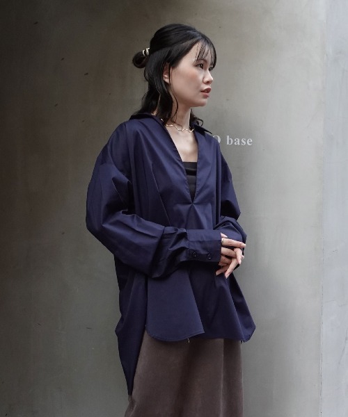 CORNERS(コーナーズ)の「ブロードスキッパーブラウス(シャツ/ブラウス・レディース・ネイビー/ホワイト/ブラック・M)」の10枚目の写真