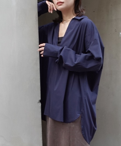 CORNERS(コーナーズ)の「ブロードスキッパーブラウス(シャツ/ブラウス・レディース・ネイビー/ホワイト/ブラック・M)」の5枚目の写真