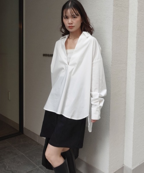CORNERS(コーナーズ)の「ブロードスキッパーブラウス(シャツ/ブラウス・レディース・ネイビー/ホワイト/ブラック・M)」の15枚目の写真