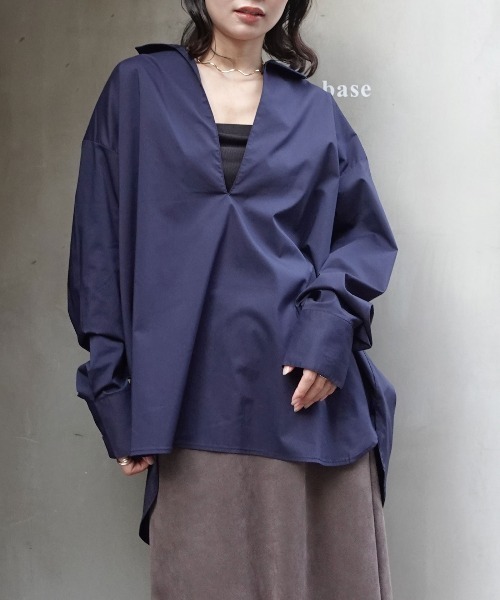CORNERS(コーナーズ)の「ブロードスキッパーブラウス(シャツ/ブラウス・レディース・ネイビー/ホワイト/ブラック・M)」の4枚目の写真