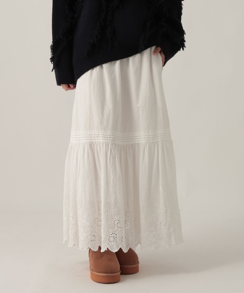 Elura(エルーラ)の「コットンレーススカート/622313(スカート・レディース・ブラック/ホワイト・FREE)」の1枚目の写真