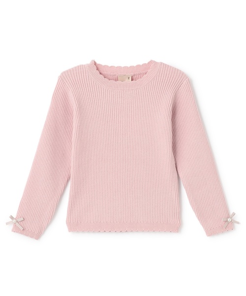 petit main(プティマイン)の「【リンク/フワもちっと】リブニット(キッズサイズ)(ニット/セーター・キッズ・ブラック/ライトピンク/レッド/トップグレー/オフホワイト・90cm/120cm/100cm/110cm/80cm/130cm)」の4枚目の写真