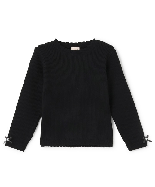 petit main(プティマイン)の「【リンク/フワもちっと】リブニット(キッズサイズ)(ニット/セーター・キッズ・ブラック/ライトピンク/レッド/トップグレー/オフホワイト・90cm/120cm/100cm/110cm/80cm/130cm)」の1枚目の写真