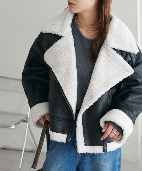 DISCOAT(ディスコート)の「【WEB限定】フェイクレザージャケット(その他アウター・レディース・ブラウン/ブラック・FREE)」の3枚目の写真