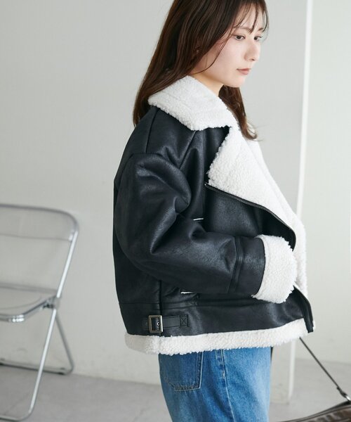 DISCOAT(ディスコート)の「【WEB限定】フェイクレザージャケット(その他アウター・レディース・ブラウン/ブラック・FREE)」の5枚目の写真