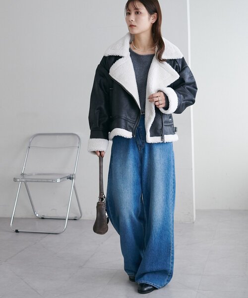 DISCOAT(ディスコート)の「【WEB限定】フェイクレザージャケット(その他アウター・レディース・ブラウン/ブラック・FREE)」の7枚目の写真