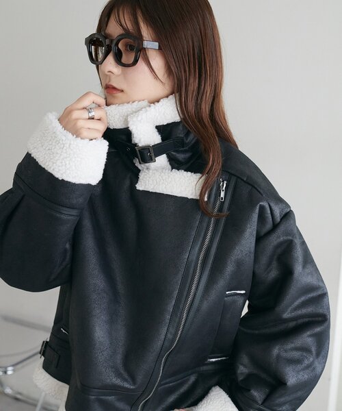 DISCOAT(ディスコート)の「【WEB限定】フェイクレザージャケット(その他アウター・レディース・ブラウン/ブラック・FREE)」の9枚目の写真