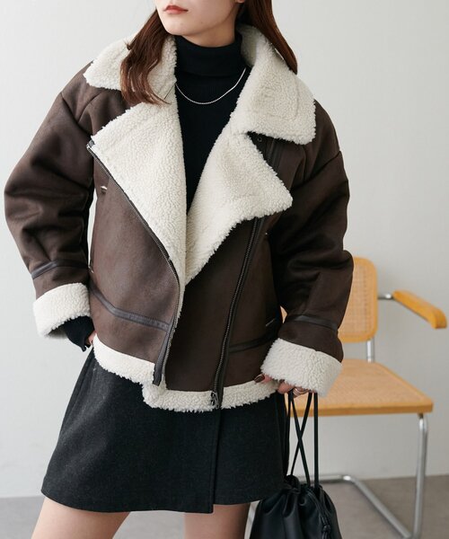 みつき【未使用品】Discoatブラウン レザージャケット WEB限定】オーバーフェイクレザーブルゾン（ブルゾン）｜DISCOAT