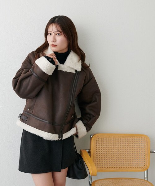 Discoat ブラウンレザージャケット セール】【WEB限定】フェイクレザージャケット（その他アウター