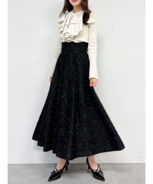 dazzlin(ダズリン)の「フサフサジャカードフレアスカート(スカート・レディース・アイボリー/ブラック/ピンク・SMALL/MEDIUM)」の4枚目の写真
