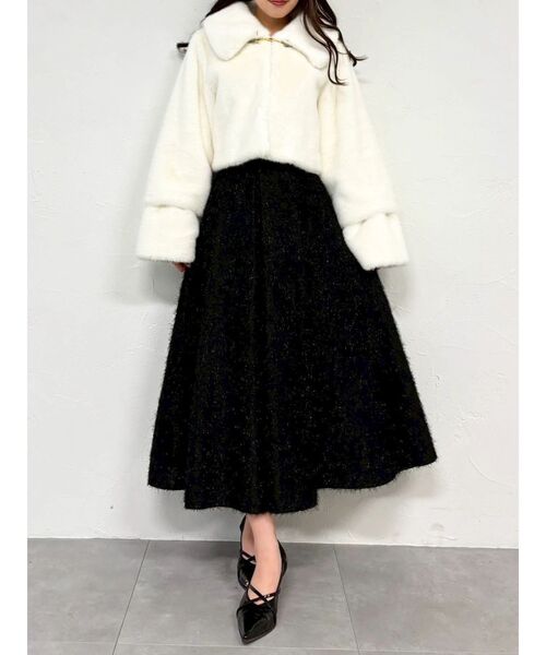 dazzlin(ダズリン)の「フサフサジャカードフレアスカート(スカート・レディース・アイボリー/ブラック/ピンク・SMALL/MEDIUM)」の6枚目の写真