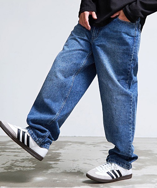 HANES（ヘインズ）の「『Hanes/ヘインズ』ワイドフィットデニムパンツ（デニムパンツ・メンズ・ネイビー/ブルー/サックスブルー/ブラック・M/LL/L/S）」の3枚目の写真