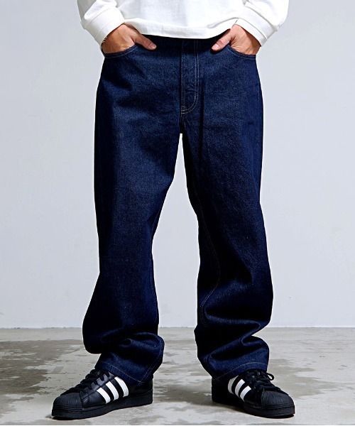 HANES（ヘインズ）の「『Hanes/ヘインズ』ワイドフィットデニムパンツ（デニムパンツ・メンズ・ネイビー/ブルー/サックスブルー/ブラック・M/LL/L/S）」の5枚目の写真
