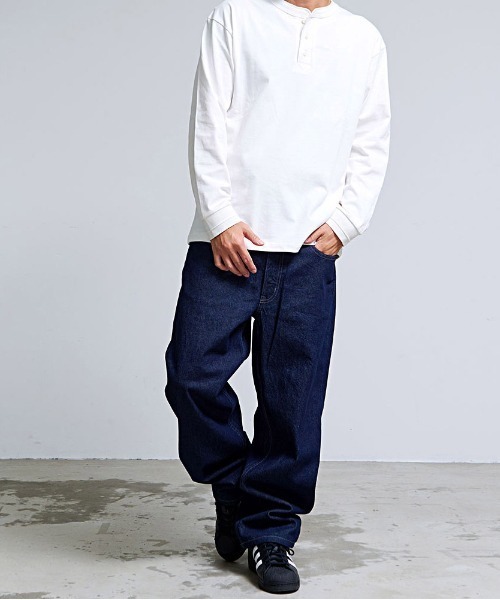 HANES（ヘインズ）の「『Hanes/ヘインズ』ワイドフィットデニムパンツ（デニムパンツ・メンズ・ネイビー/ブルー/サックスブルー/ブラック・M/LL/L/S）」の7枚目の写真