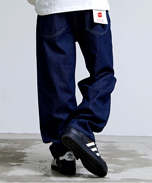 HANES（ヘインズ）の「『Hanes/ヘインズ』ワイドフィットデニムパンツ（デニムパンツ・メンズ・ネイビー/ブルー/サックスブルー/ブラック・M/LL/L/S）」の6枚目の写真